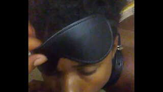 Ebony teen in bondage sucking bf dick